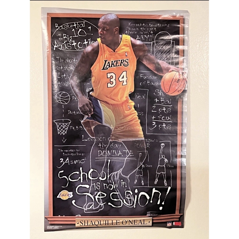 Vintage 2001 Starline Shaquille O'Neal Lakers Poster School Is Now In Session
